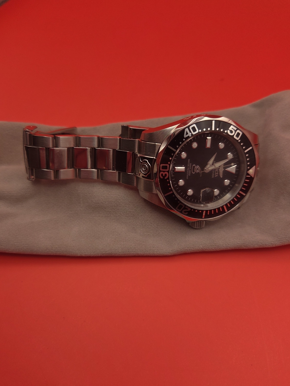 Invicta Mens Stainless Steel Diver Watch with Black Dial *Small Size